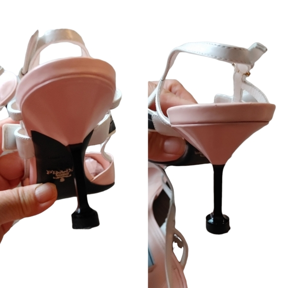 Prada Pink White Leather Sling Back Pump  Heels - Picture 5 of 16